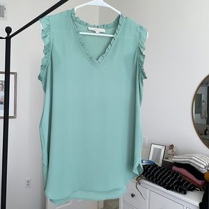 Loft Green Ruffle Shell